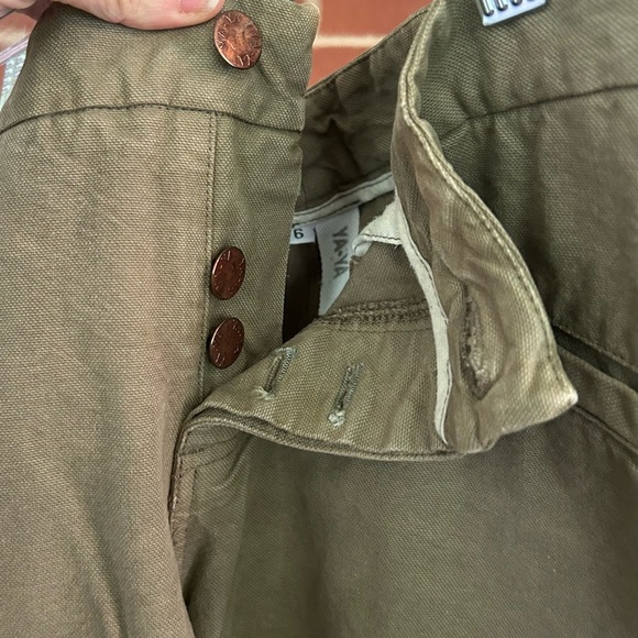 Vintage YAYA Olive Green Wide Leg Lace-Up Pants | Boho Festival Utility Y2K - Picture 4 of 11